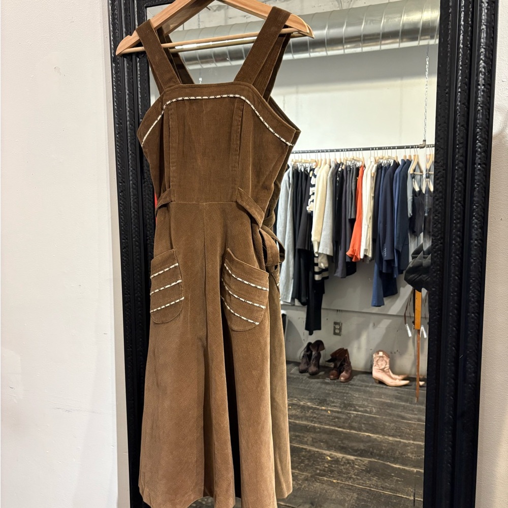 Brown Corduroy Pinafore Dress